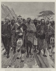 占领塞浦路斯，来自尼科西亚监狱的囚犯由英国和土耳其军队护送到凯里尼亚